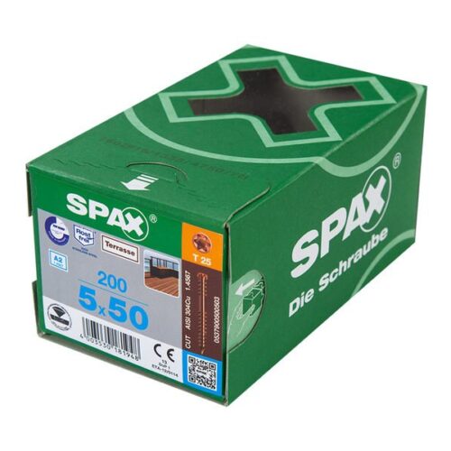 Wkręty tarasowe SPAX D A2 5x50 brązowy + bit
