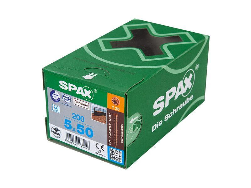 Wkręty tarasowe SPAX D A2 5x50 brązowy + bit