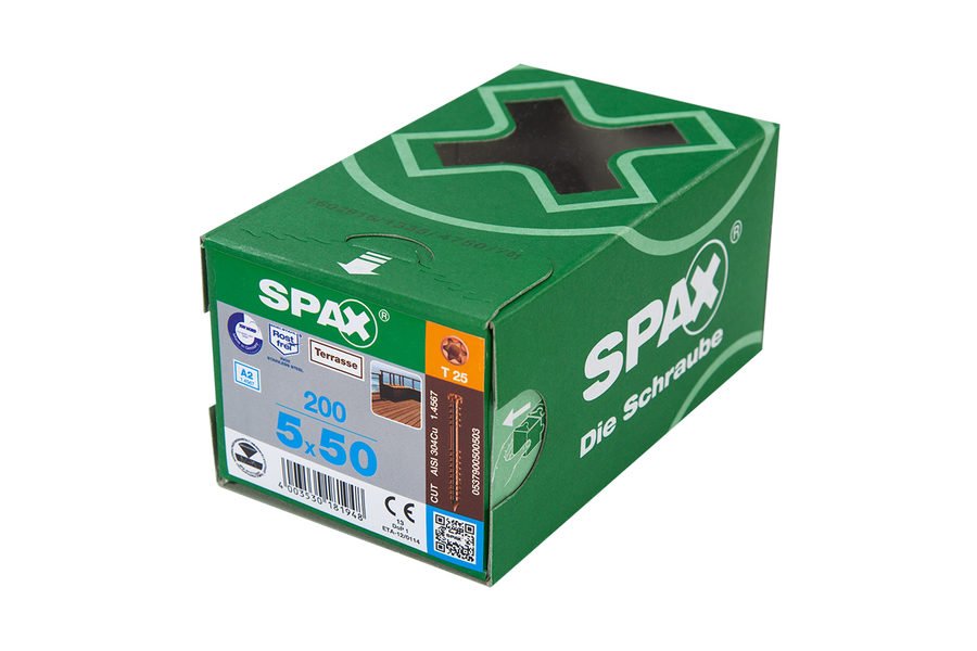 Wkręty tarasowe SPAX D A2 5x50 brązowy + bit